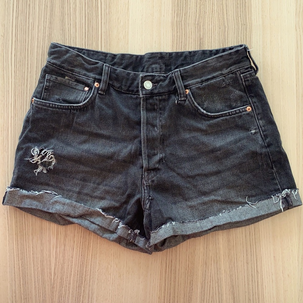 H&M Denim faded black jean shorts